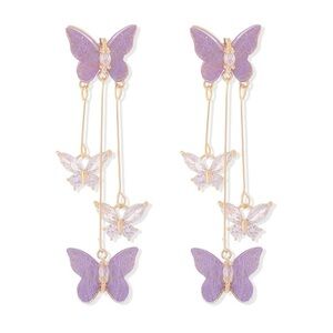 Purple Butterfly Dangle Earrings